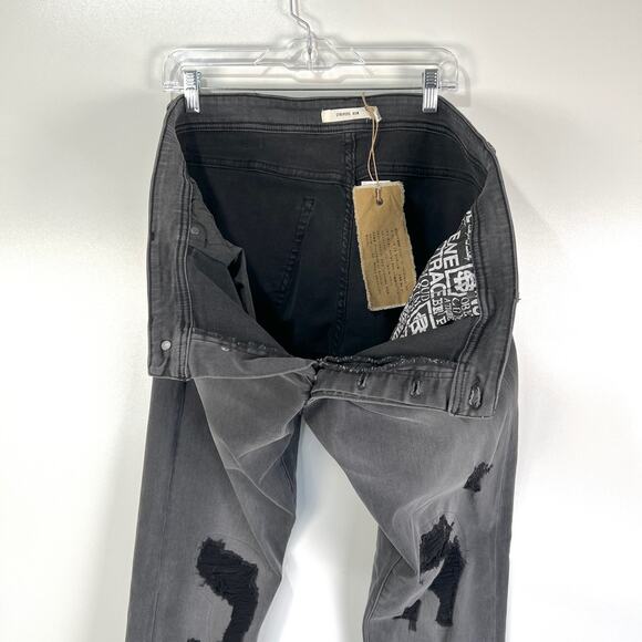 Strivers Row Tupelo Distressed Jeans Black Destroyed Knees - Picture 6 of 11